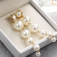 Stylish Pearl Long Big Ball Drop Earrings